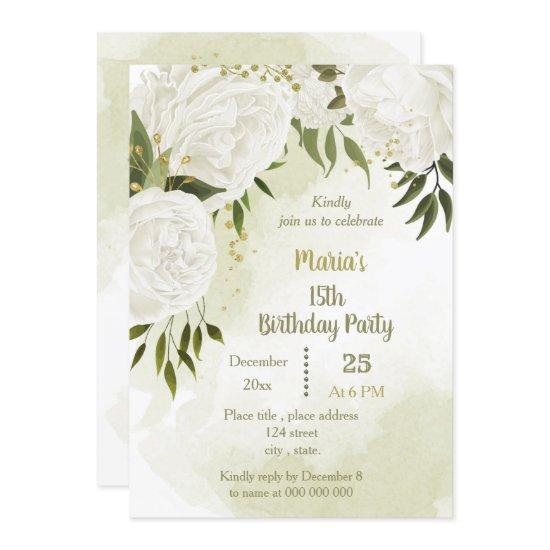 pretty white flowers greenery birthday party