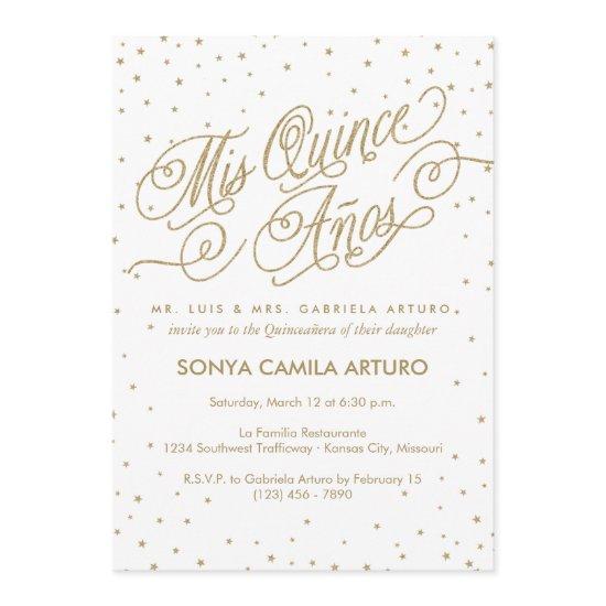 Pretty White & Gold Stars Quinceañera Party