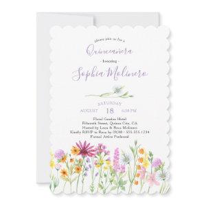 Pretty Wildflowers Feminine Watercolor Quinceanera