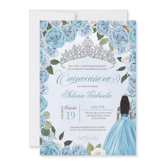 Princess Ball Blue Roses Quinceanera
