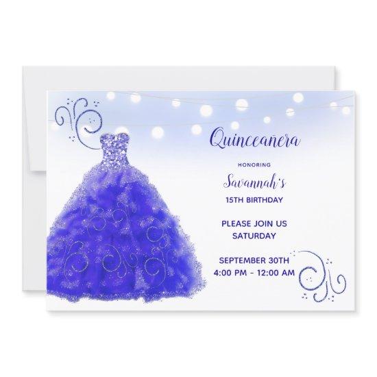 Princess Blue Gown String Lights Quinceanera