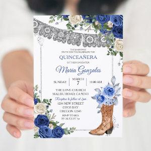 Princess Boot Silver Navy Quinceañera