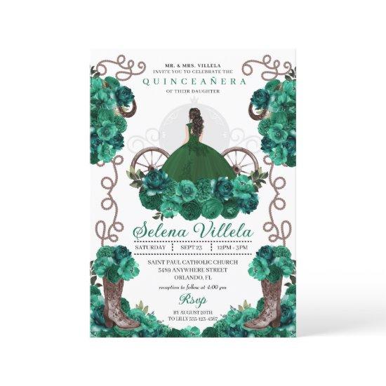 Princess Carriage Green Western Quinceañera