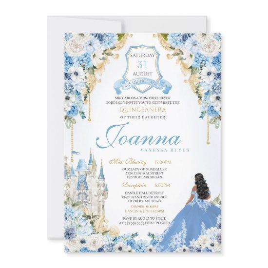 Princess Castle Blue Cinderella Quinceanera v2