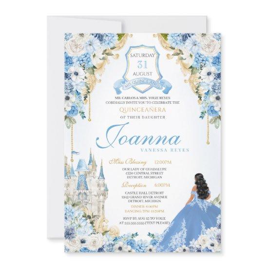 Princess Castle Blue Cinderella Quinceanera v5
