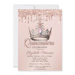 Princess Crown Castle Rose Gold Drips Quinceañera