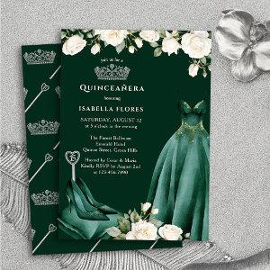 Princess Dress and Roses Green Quinceanera
