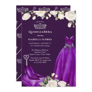 Princess Dress and Roses Purple Quinceanera