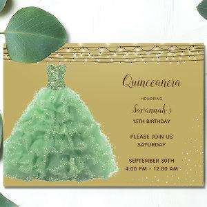 Princess Emerald Gown String Lights Quinceanera