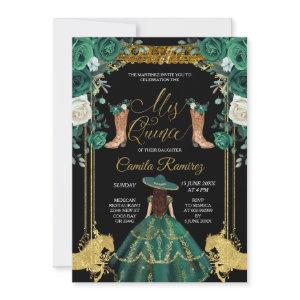 Princess emerald Green & Gold Charra Mis Quince