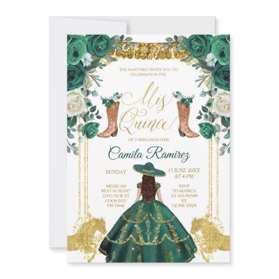 Princess Emerald Green & Gold Girl Sweet 15th