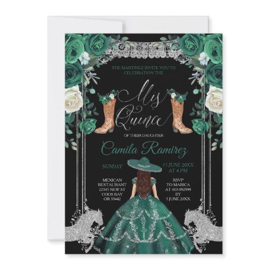 Princess Emerald Green & Silver Girl Sweet 15th