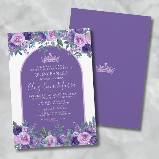 Princess Floral Purple Birthday Quinceanera