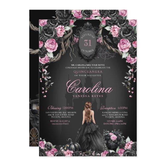 Princess Halloween Pink Black Gothic Quinceanera