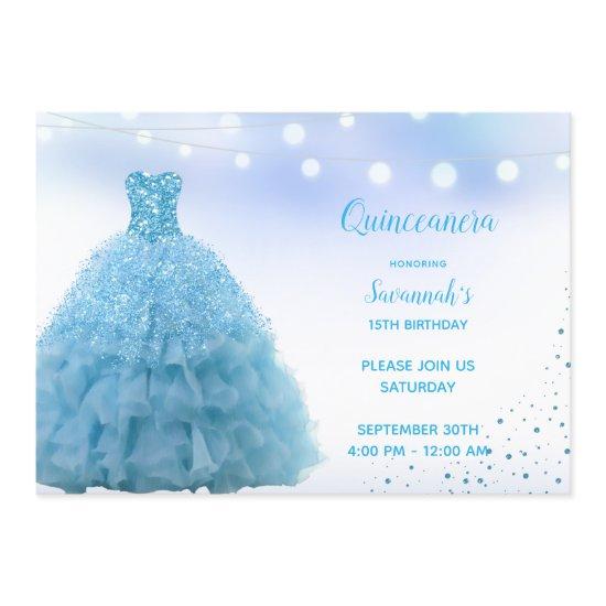 Princess Lt Blue Gown String Lights Quinceanera