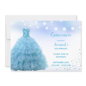 Princess Lt Blue Gown String Lights Quinceanera