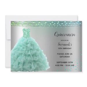 Princess Mint Green Gown String Lights Quinceanera