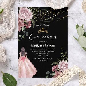 Princess Pink Floral Modern Quinceañera