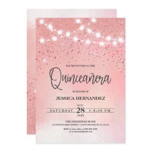 Princess Pink Glitter Sparkles Lights Quinceañera
