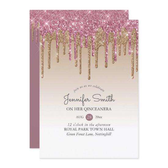 Princess PINK GOLD Dripping Glitter QUINCEANERA