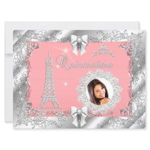Princess Pink PEACH Quinceanera Silver Photo BIG