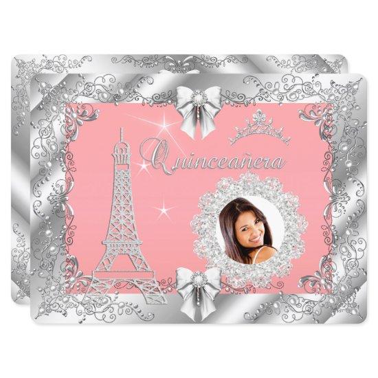 Princess Pink PEACH Quinceanera Silver Photo BIG