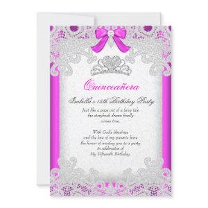 Princess Pink Quinceanera Hot Pink Lace