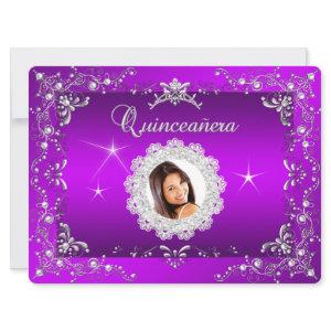 Princess Purple Magenta Quinceanera Silver Tiara