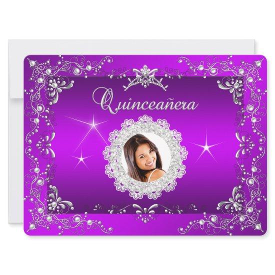 Princess Purple Magenta Quinceanera Silver Tiara
