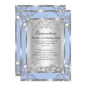 Princess Quinceanera 15th Birthday Blue Silver