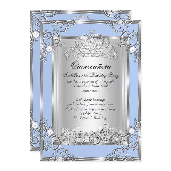Princess Quinceanera 15th Birthday Blue Silver