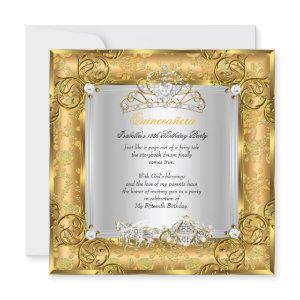 Princess Quinceanera 15th Birthday Gold Damask 2
