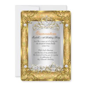 Princess Quinceanera 15th Birthday Gold Damask