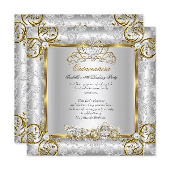Princess Quinceanera 15th Birthday Gold Silver