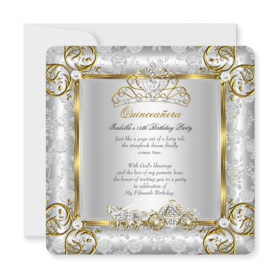 Princess Quinceanera 15th Birthday Gold Silver