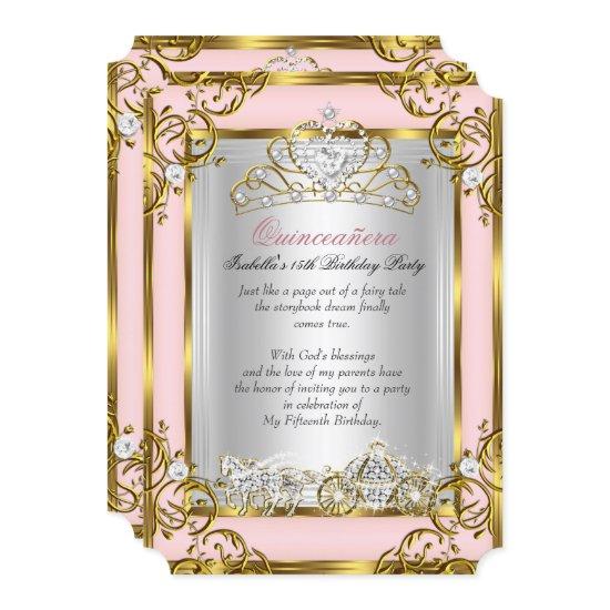 Princess Quinceanera 15th Birthday Pink Peach
