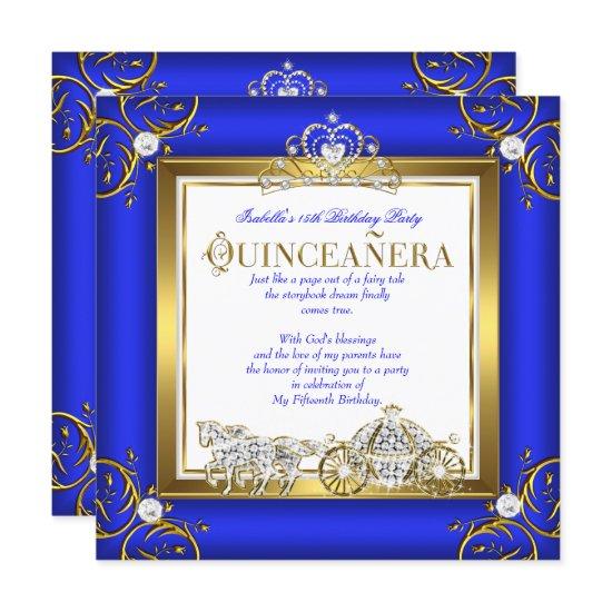 Princess Quinceanera 15th Birthday Royal Blue Gold
