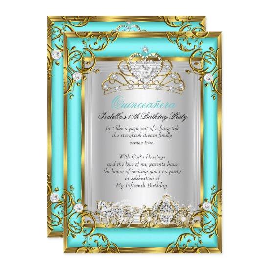 Princess Quinceanera 15th Birthday Teal Aqua