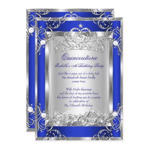Princess Quinceanera 15th Party Deep Blue Silver