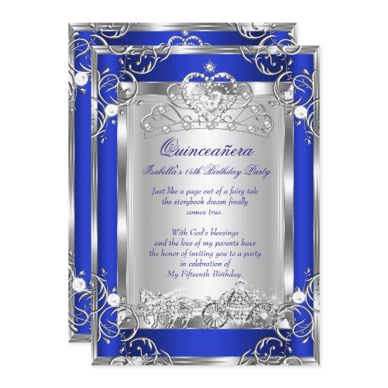 Princess Quinceanera 15th Party Deep Blue Silver