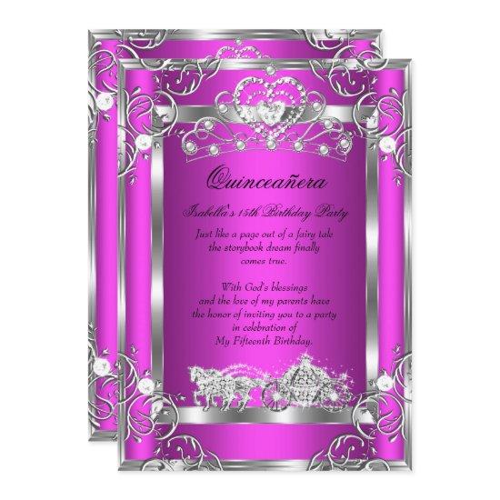 Princess Quinceanera 15th Party Pink Silver