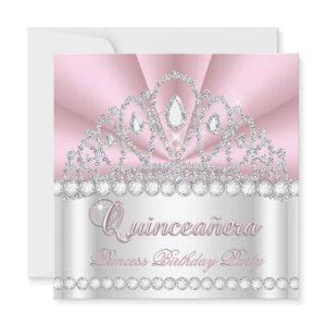 Princess Quinceanera 15th Pink White Diamond Gem