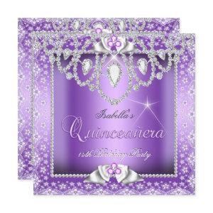 Princess Quinceanera 15th Purple Lace Diamond