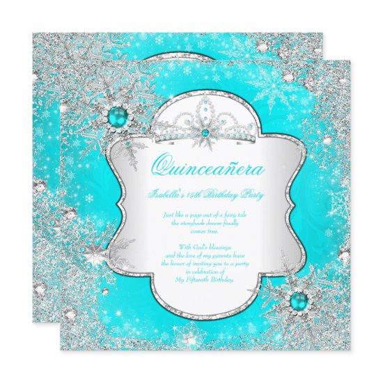 Princess Quinceanera Aqua Teal Winter Wonderland