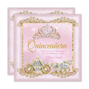 Princess Quinceanera Blush Pink Gold carriage