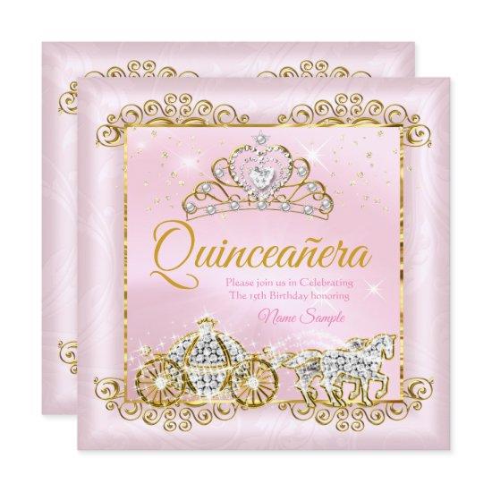 Princess Quinceanera Blush Pink Gold carriage