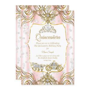 Princess Quinceanera carriage gold pink white