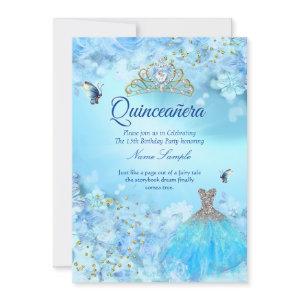 Princess Quinceanera cinderella blue floral dress