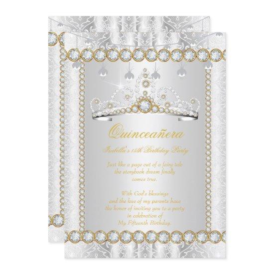 Princess Quinceanera Diamond Lace Gold Silver