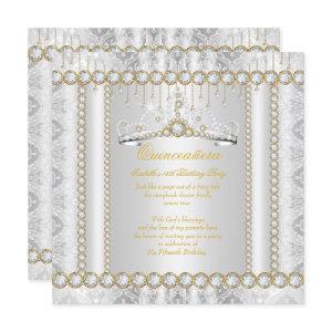 Princess Quinceanera Diamond Lace Gold White